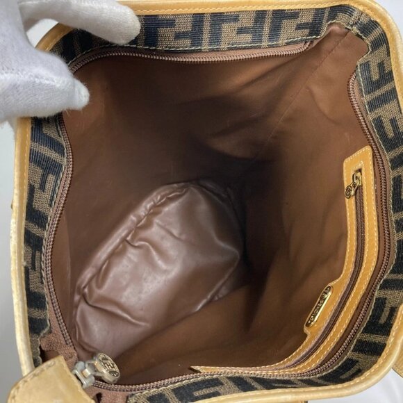 FENDI Zucca pattern Bucket type Tote Bag PVC/Leather Brown - Picture 11 of 12